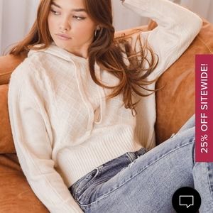 Lulu's Casual and Cozy Cable Knit pullover Sweater